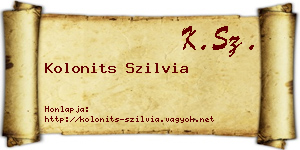 Kolonits Szilvia névjegykártya